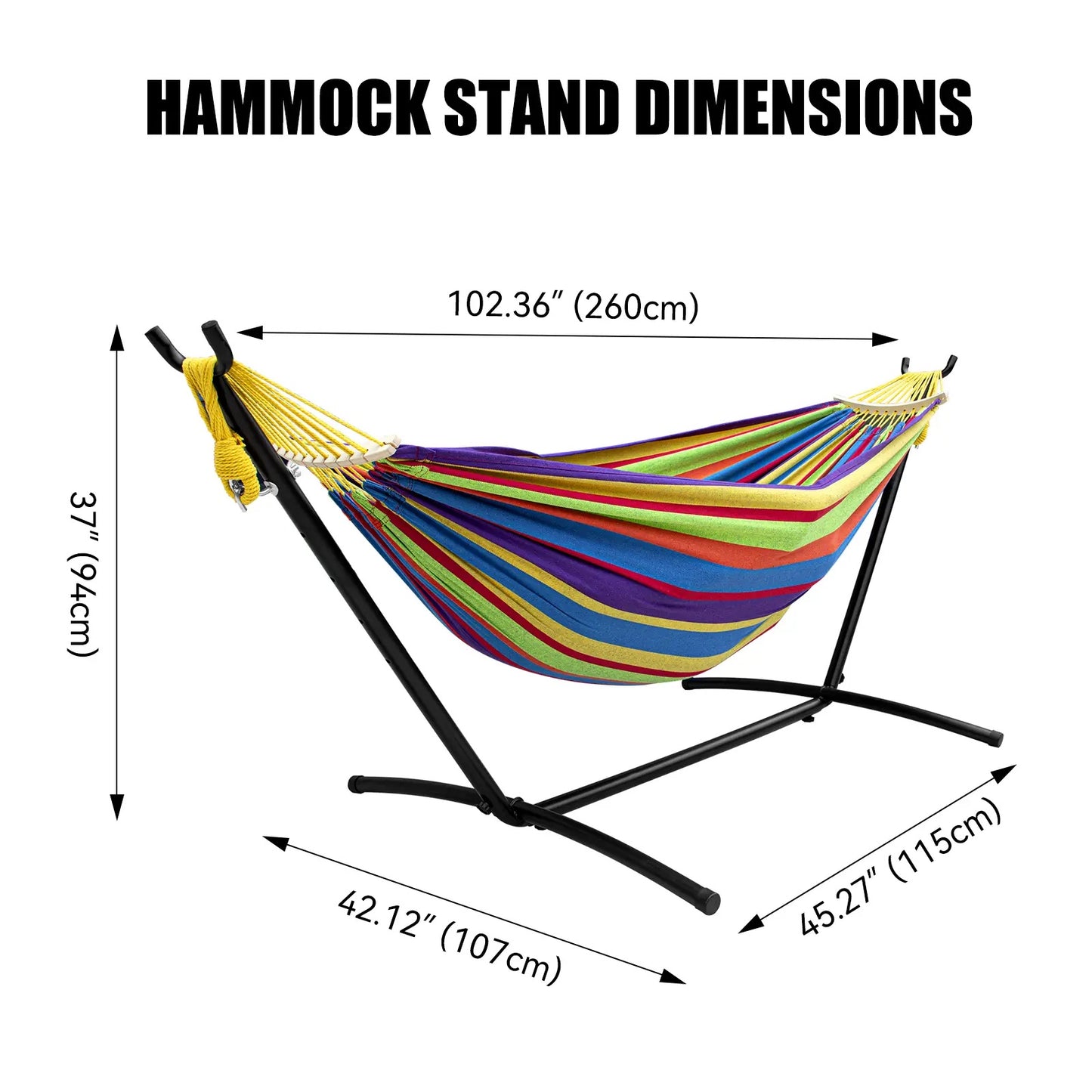 Heavy-Duty Hammock with Complete Steel Stand | 450 LBS Weight Capacity, Equipped with Portable Storage Bag & Dual Anti-Roll Stabilizing Balance Beams