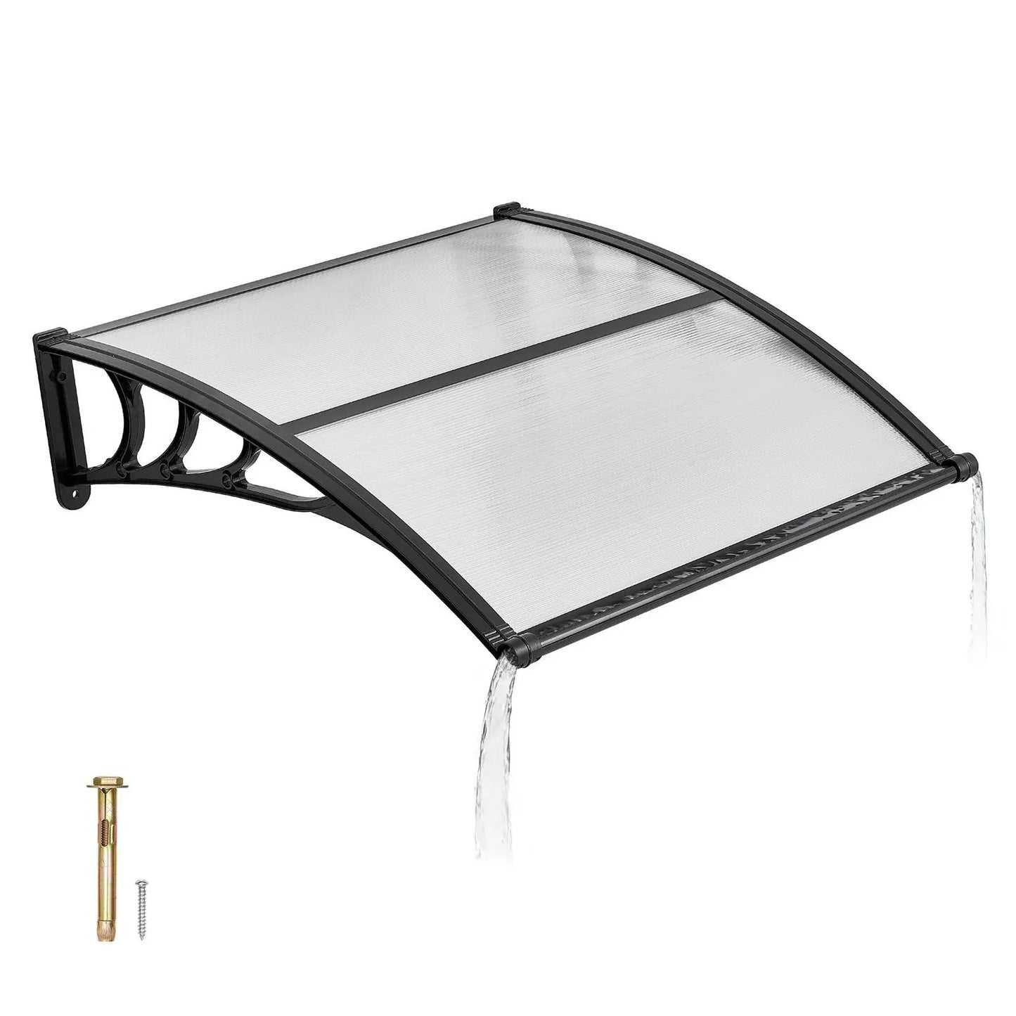 【SummerFinds】VEVOR Outdoor Entryway Awning, Clear Polycarbonate Overhang Canopy for Front Doors & Windows, Built-in Drainage System & Sturdy ABS Mounting Brackets, All-Weather Shield Against Sunlight, Rain and Snow, Ideal for Porch & Patio Installation