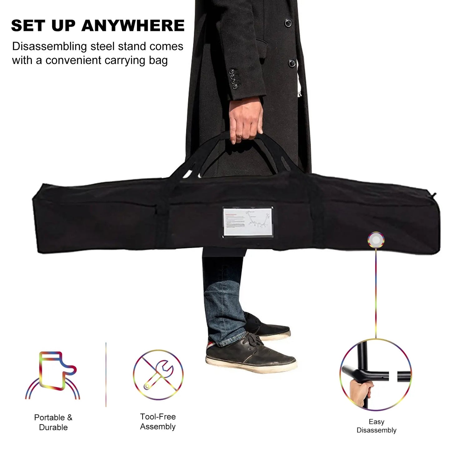 Heavy-Duty Hammock with Complete Steel Stand | 450 LBS Weight Capacity, Equipped with Portable Storage Bag & Dual Anti-Roll Stabilizing Balance Beams